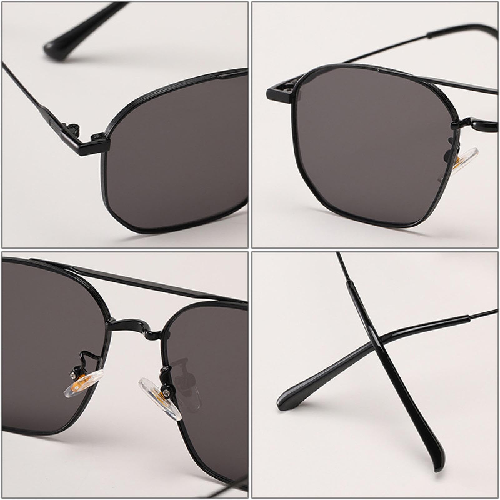 Gafas de sol con marco de metal y doble puente para mujer, lentes transparentes tipo océano, con protección UV400 para hombre