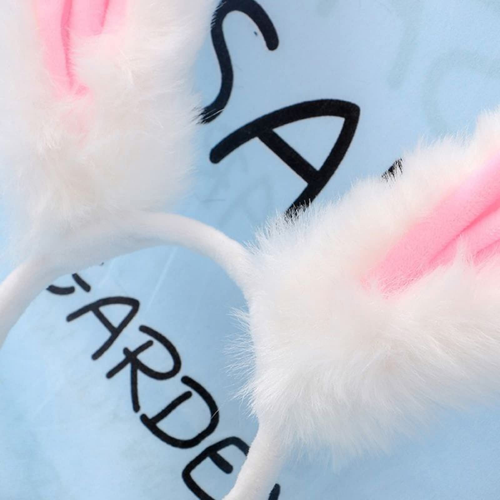 Seglorwy Bunny Ears Plush Halloween Easter Bunny Rabbit Ears Headband for Women Adult Party Costume Accessories Headwear (Pink+White Bunny Tail)