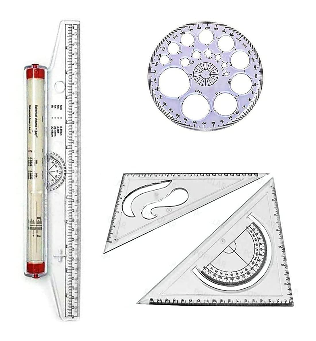 Tia Crafts Multi-use Roll-N-Draw Ruler Scale Long Plastic Drafting Scale Ruler Very Useful to Architect, Engineering Students, Office Employee (Set 2)