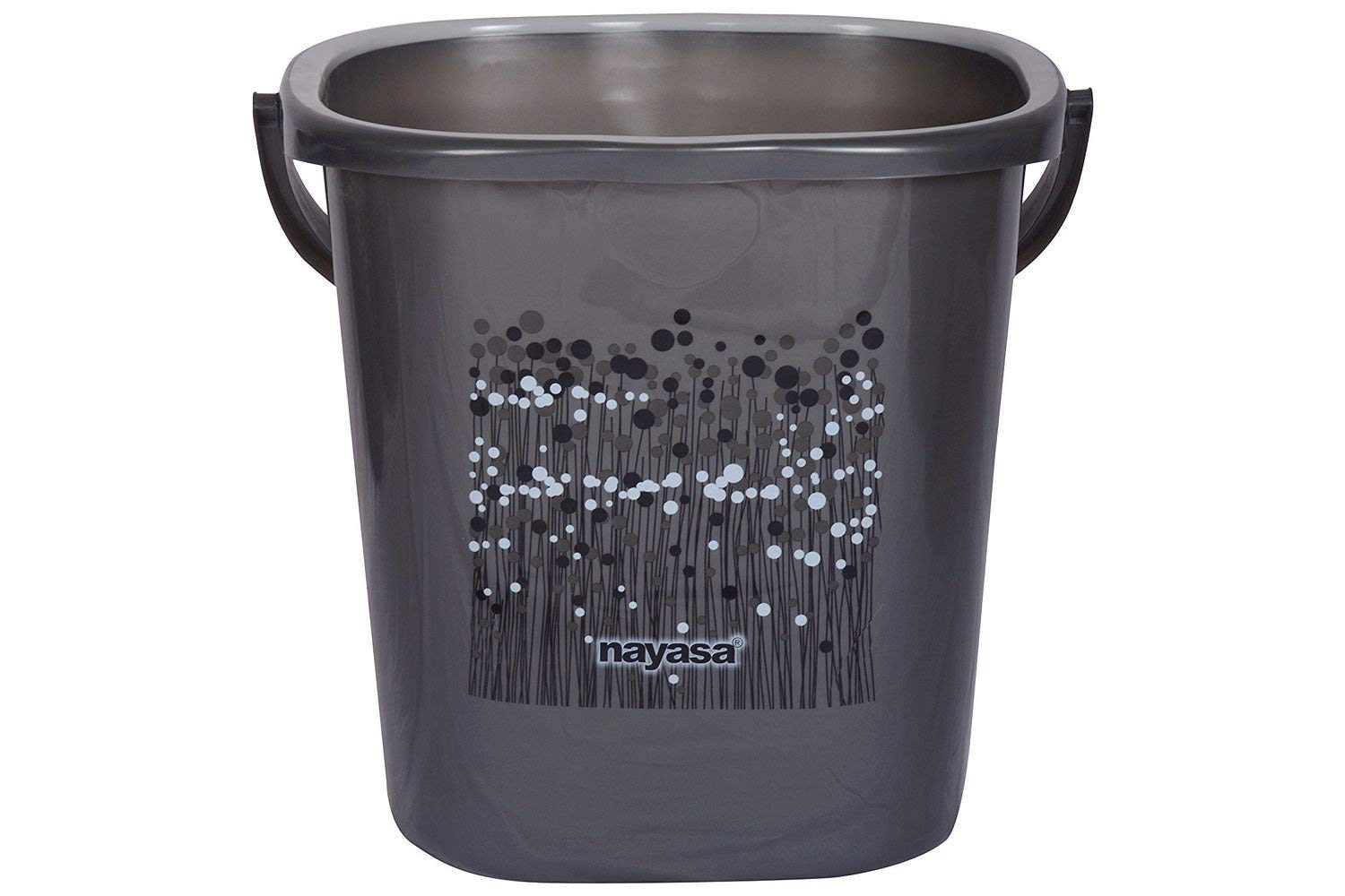 Nayasa Funk Plastic Bathroom Bathing Pc with Bucket, Mug, Deep Bucket, Crown Patla, Dustbin and Soap Dish (Grey), Set of 6 1