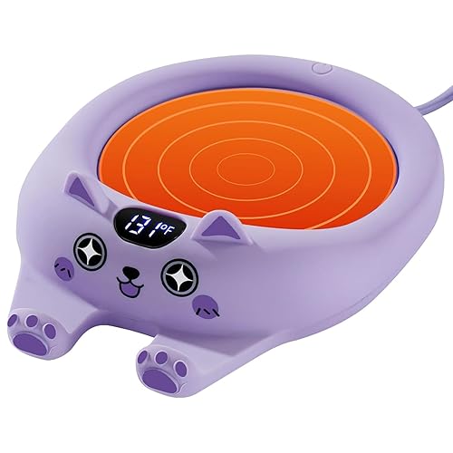 PUSEE Coffee Mug Warmer with Auto Shut Off, 3 Temp Control, Candle Warmer Plate, Enjoy Warm Coffee & Tea, Gifts for Women & Men - Grape