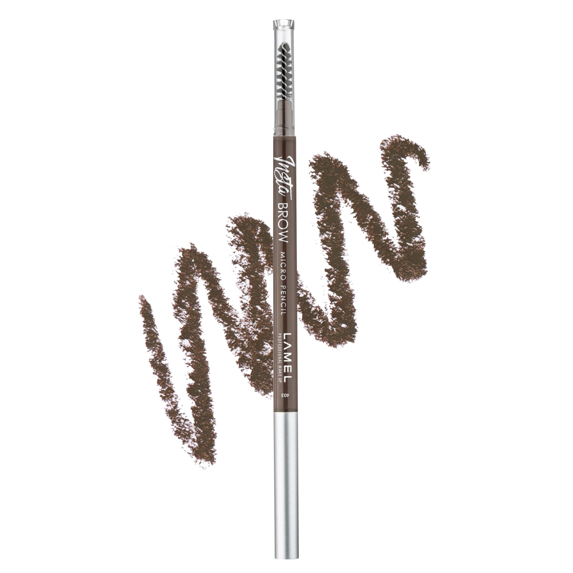 Lamel INSTA Micro Brow Pencil 403-Latte | Ultra-thin pencil |Natural-looking strokes |Convenient spoolie |Does not require sharpening |0.12gm