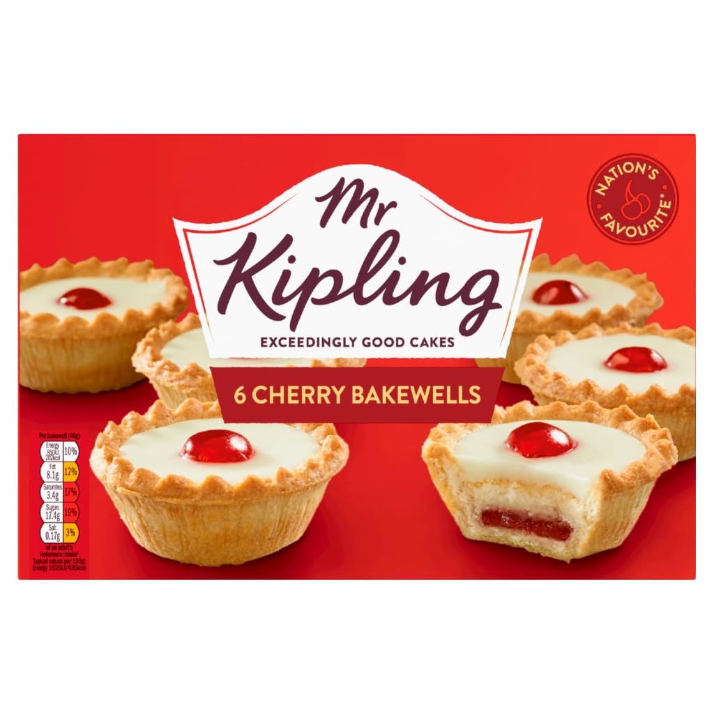 Mr Kipling Cherry Bakewells Tarts, 6 Treats – Perfect For Snacking On-the-Go (Pack of 1)