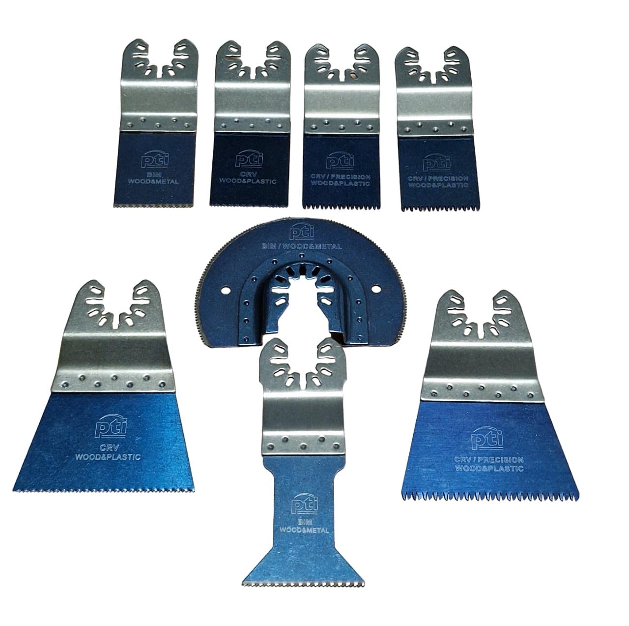 Pti Black 8Pcs Multi Tool Disc Set Universal Wood Metal Oscillating Multi Tool Quick Release Saw Cut Compatible With Dewalt, Fein Multimaster, Ryobi, Milwaukee, Bosch, Dremel, Dewalt, Rockwell, Makita