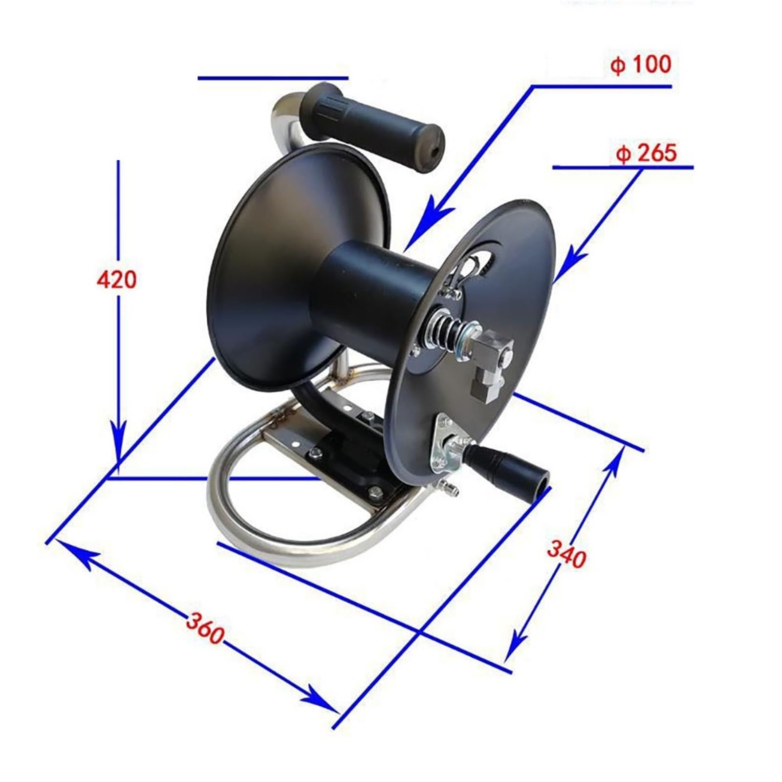 buse haute pression Bobines de tuyau manuelles télescopiques compactes à haute pression 100 pieds avec vanne régulation