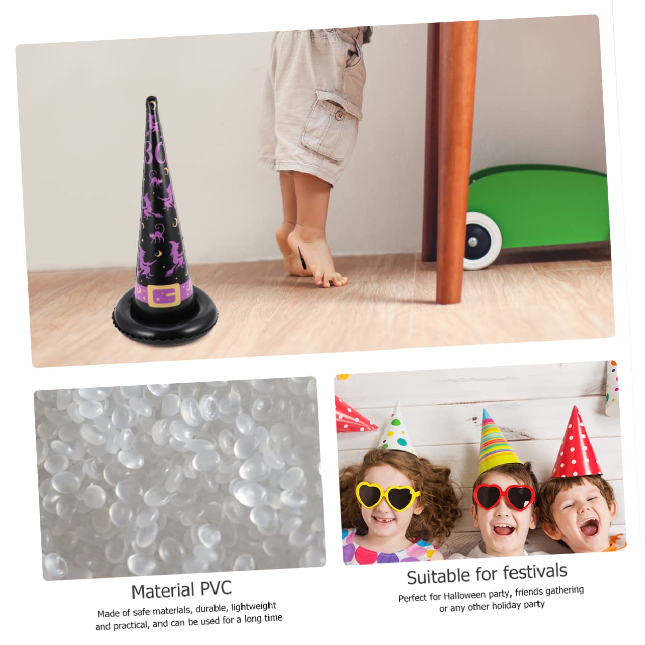 BESPORTBLE 2 Ensembles De Virole De Chapeau De Sorcière Gonflable Jouet Extérieur Jouets D'Extérieur Jeux De Fête pour Enfants Jouet Amusant Jouets De Jeu en Plein Air pour Enfants Jeu