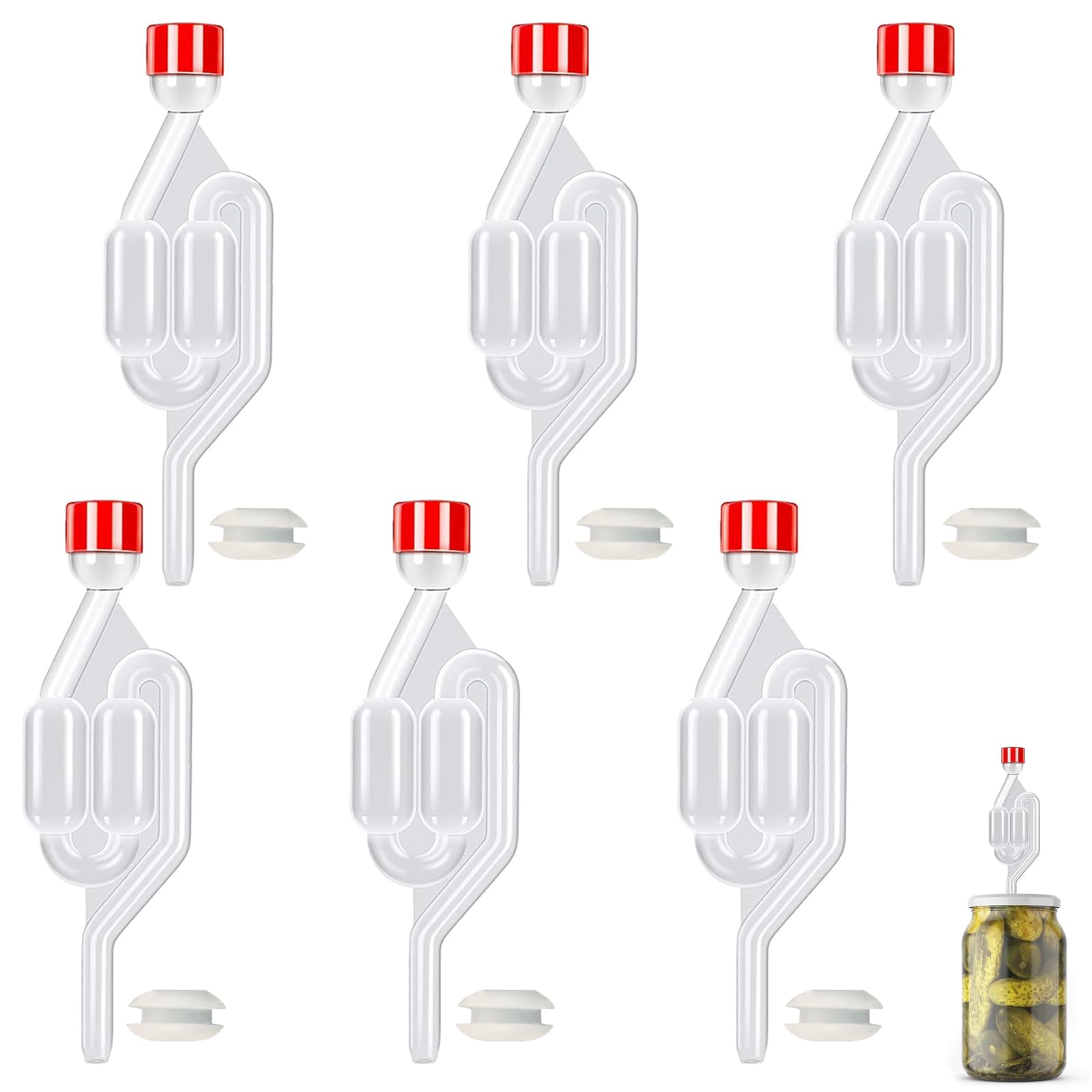 Juego de 6 Cerraduras de Aire Des Fermentación y Tapón Des Plástico Burbujeador Fermentación Paras Burbujeador Aire para Elaboración Casera Equipo Esencial para Hacer Vino Sidra