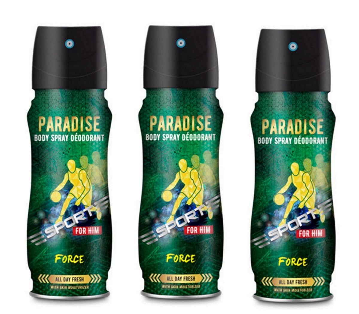 Biella™ 3-Pack Paradise Force Men Body Spray Deodorant with Skin Moisturizer and 24hour Long-Lasting Freshness-200ml