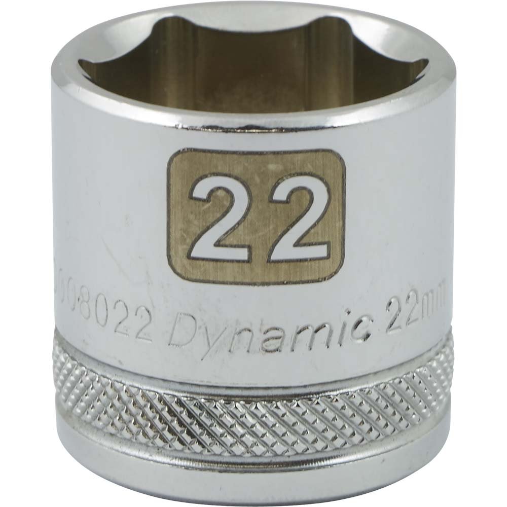 Dynamic Tools 3/8" Drive 6 Point Metric, 22mm Standard Length, Chrome Finish Socket