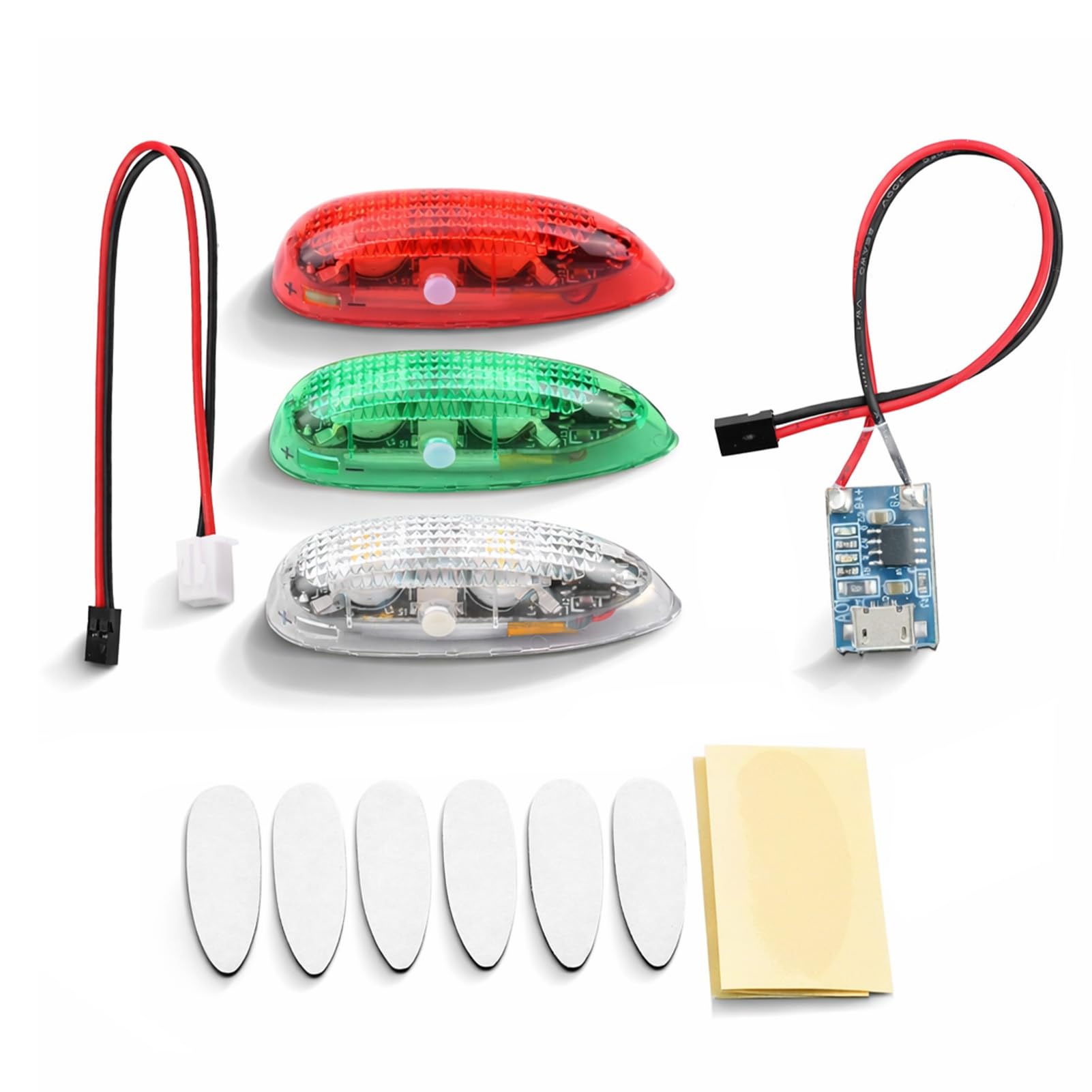 HERCHR Luz para Coche RC, 3 Unidades de luz LED inalámbrica con Flash para dron, para Aviones de ala Fija RC, anticolisión, Intermitente, Advertencia para Drones, Aviones, helicópteros,