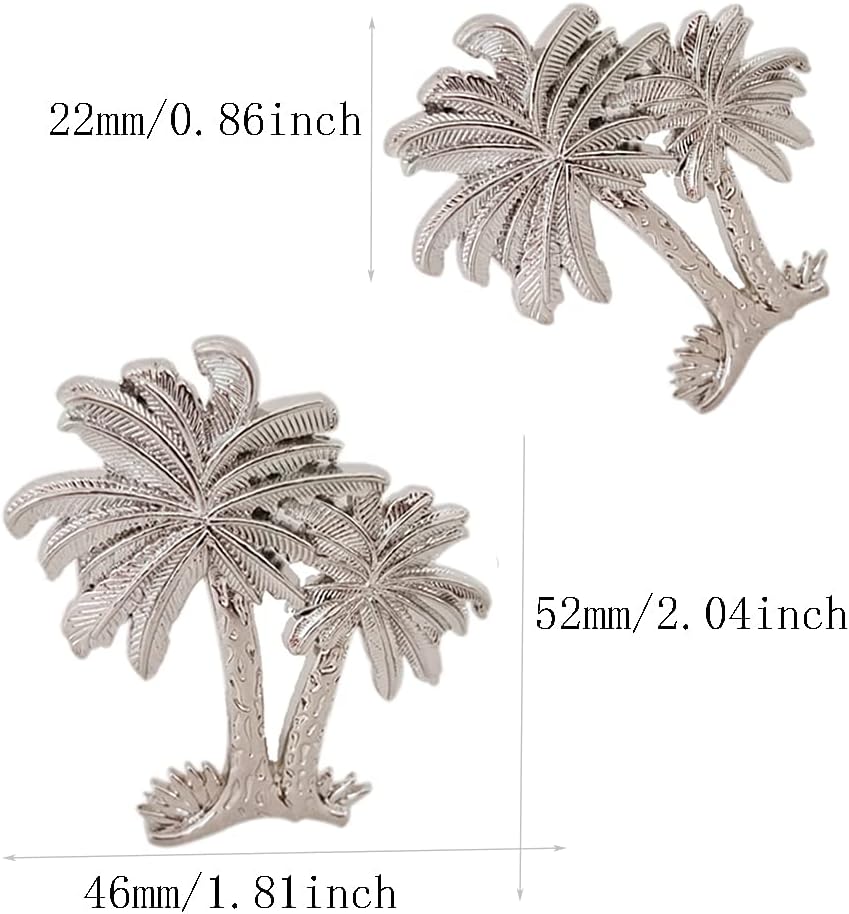 brandname SCRTB Palm Tree Cabinet Knobs 6 Pcs Creative Coconut Tree Handle for Dresser Cupboard Drawer Single Hole Pull Handles Home Parlor Office Decorative (Silver)
