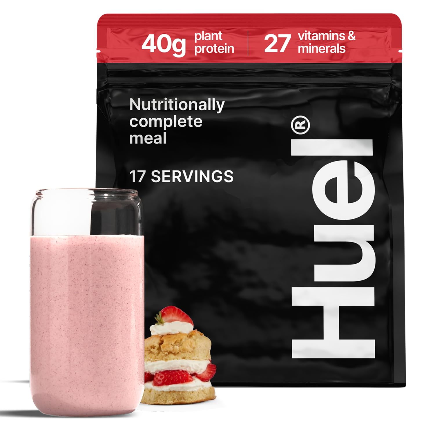 Huel Black Edition | Strawberry Shortcake 40g Vegan Protein Powder | Nutritionally Complete Meal | 27 Vitamins and Minerals, Gluten Free | 17 Servings