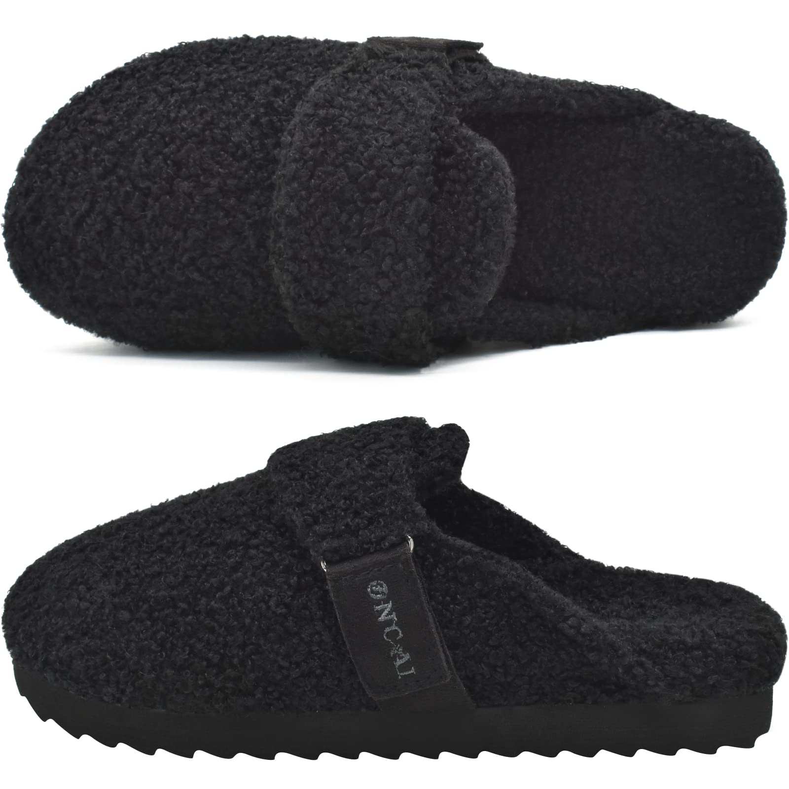 ONCAI Women's Slippers,Cute Fluff Sherpa Faux Fur Scuff Garden Clogs Slip on House Slippers with Polar Fleece Lining Memory Foam Footbed and Indoor/Outdoor Rubber Hard Soless (US Size 6-11)