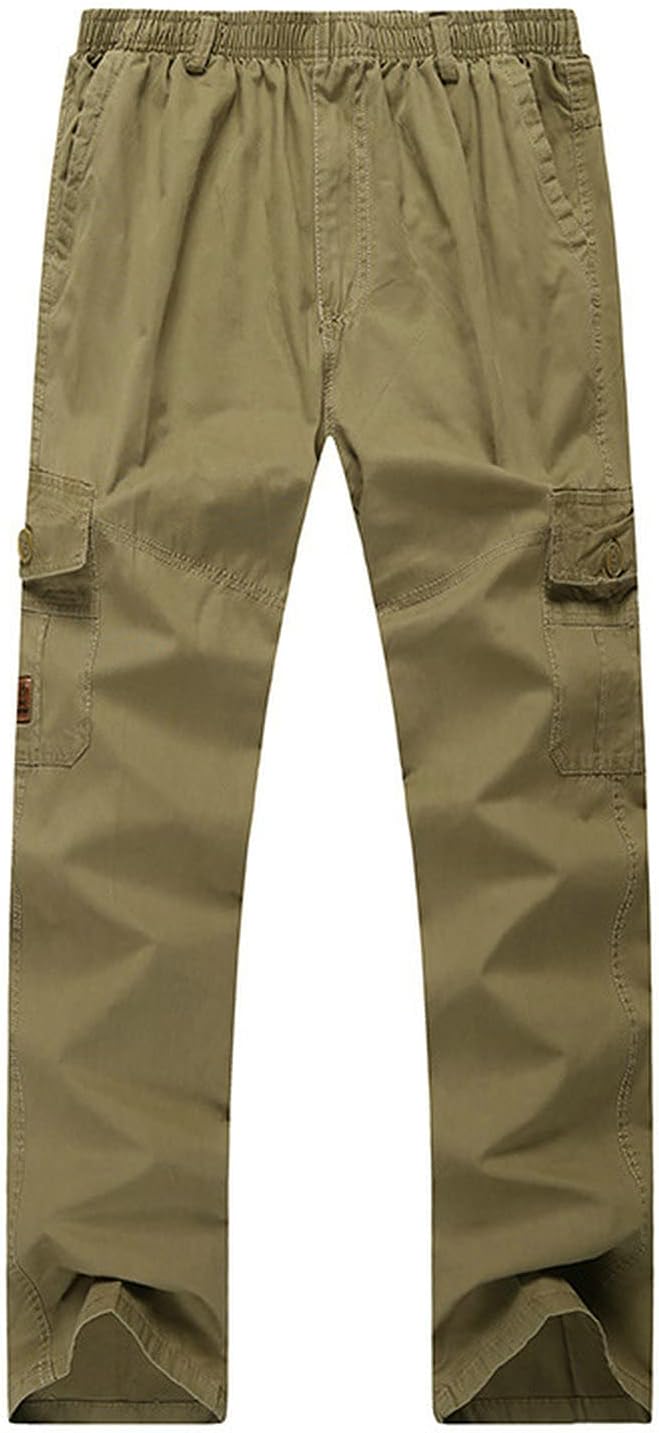 Raroauf Men's Full Elastic Waist Casual Cargo Pants Relaxed Fit Lightweight Pull On Work Pant - Image 2