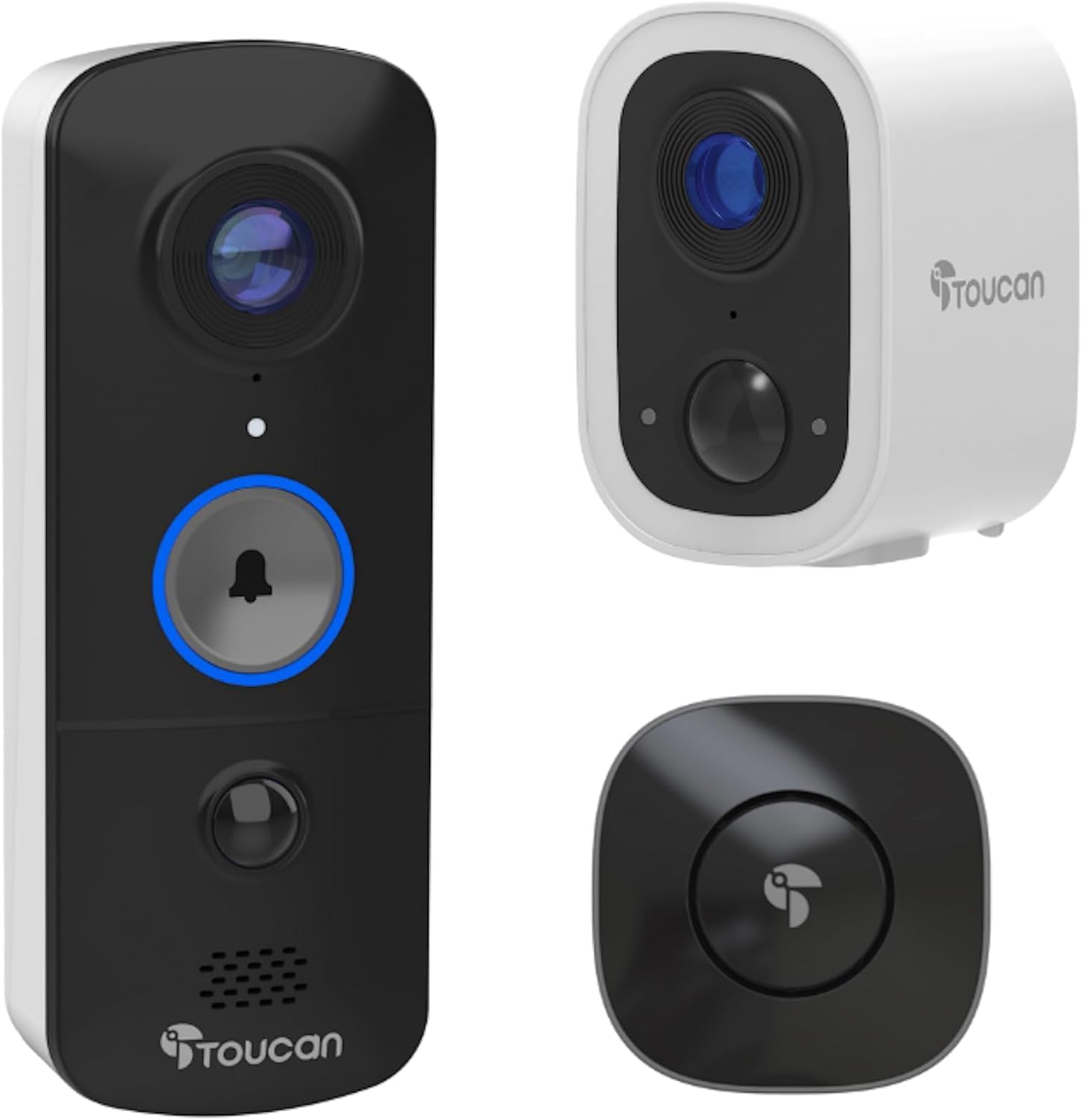 TOUCAN V3 Videotürklingel mit Gong & S4 Outdoor-Sicherheitskamera-Set – Voller Schutz mit Bewegungsalarm, 2-Wege-Audio, langlebigem Akku & Gratis-Cloud-Speicher, kein Abonnement erforderlich.