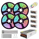 DC12V RGBW SMD5050 Led Strip Lights RGB+White LED Tape 60leds/m + Mi-Light Controllers + 20A Power Supply for Home Decoration (RGBW IP65, 5mx4 Rolls Strips Kit, with 10x Fixed Buckles)