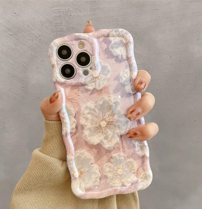 iPhone 13 Pro Max Flower Case Shockproof Bumper Anti-Scratch Anti-Fingerprint Anti-Drop Slim Cover Pink Color