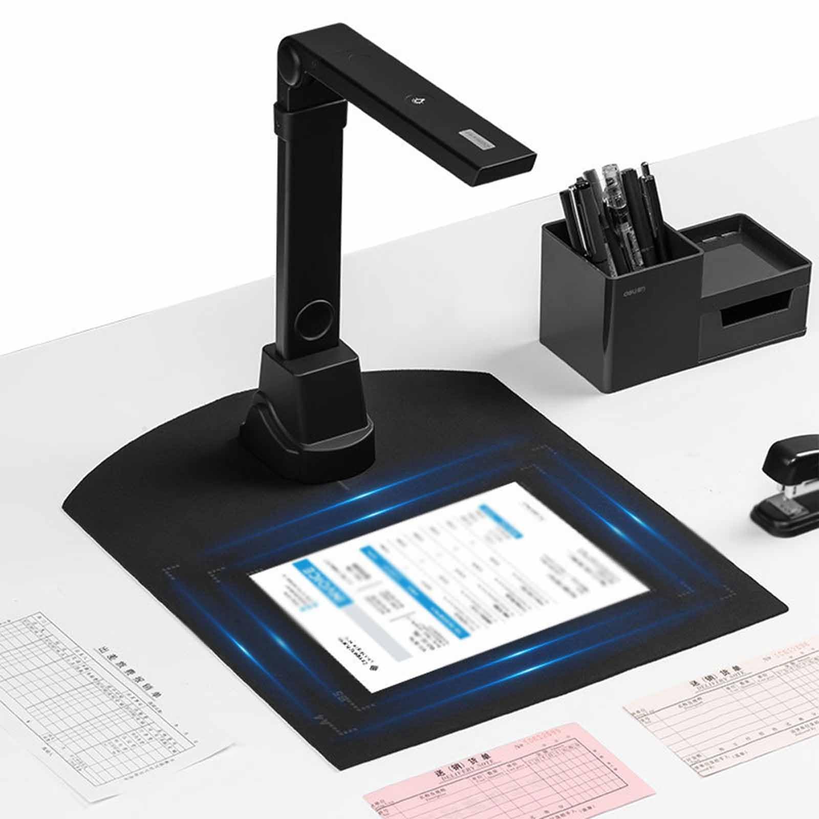Escáner de cámara de documentos, 12 MP con luz LED, reconocimiento de texto OCR, corrección automática de desviación, proyección en tiempo real, PDF de varias páginas