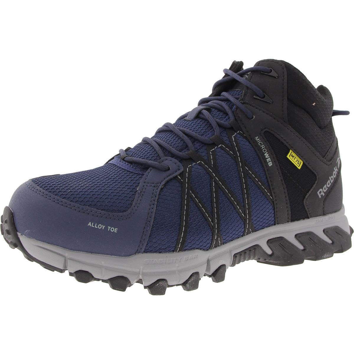 Reebok Work Men's RB3400 Trailgrip Work Safety Toe Athletic Mid-Cut with Cushguard Navy and Black, 15