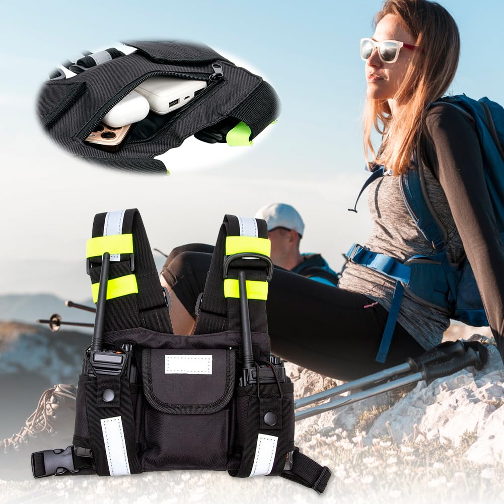 Kamizelka torba na klatkę piersiową z regulowanym paskiem na ramię do Walkie Talkie - kompatybilna z -5R, TYT TH-UV8000D, MD-380