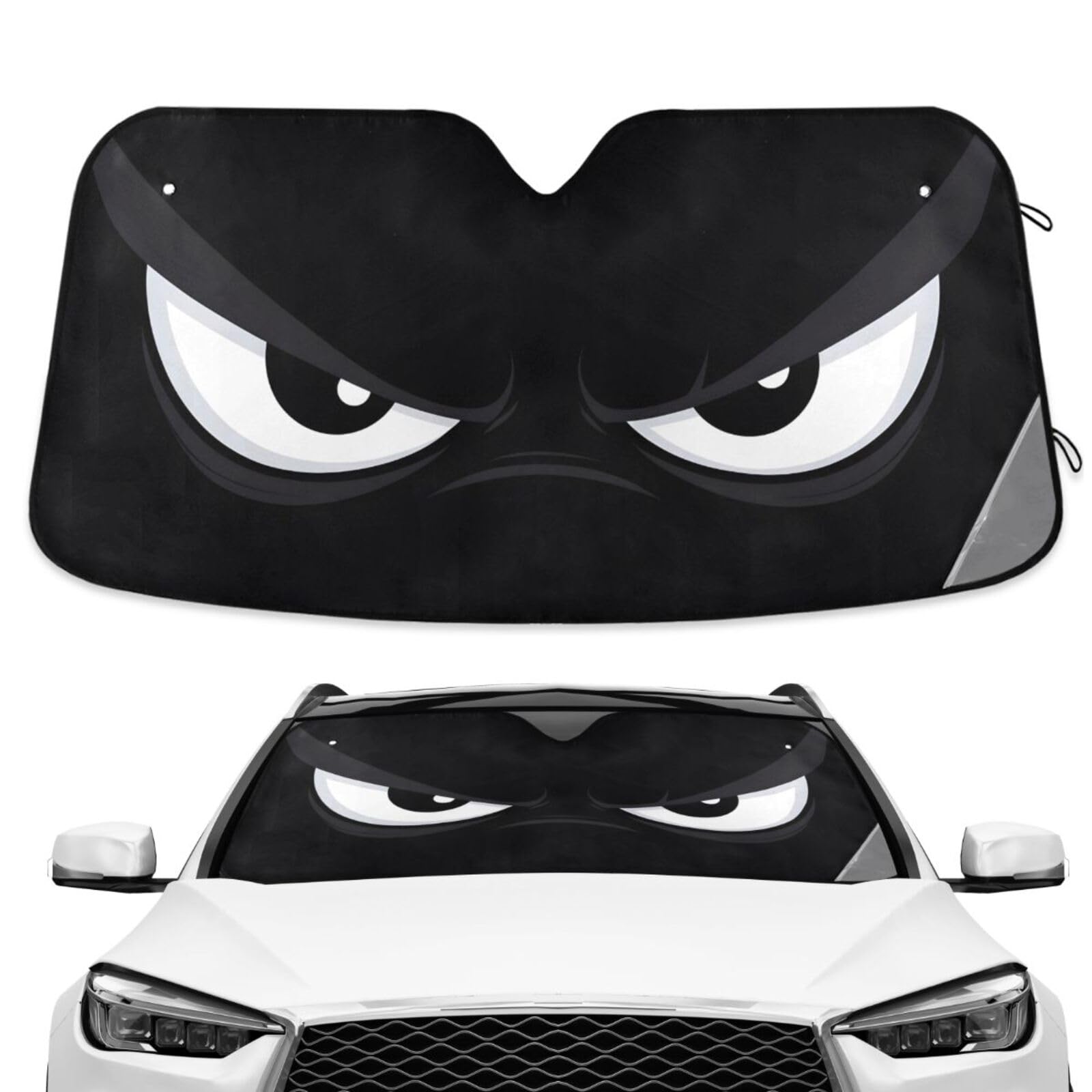 ALAZA Evil White Eyes Black Windshield Sunshade