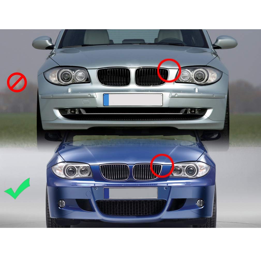Tsadeer Vordere Niere Doppellinien Gitter Sport für E81 E87 E88 1Er 2004-2007 Gloss Schwarz