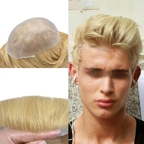 Miniatura 1 de Tupé para el cabello para hombres, sistema de reemplazo invisible ultra fino de piel para hombre, protesis capilar para hombre, 8 x 10 pulgadas,