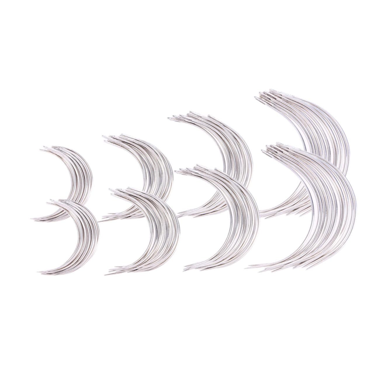 VILLCASE 2sets Hand Sewing Needles Set Stainless Steel Curved Needles Big Eye for Embroidery Crafts 96pcs*2