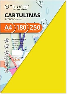 Pack 250 Cartulinas Color Amarillo FuerteTamaño A4 180g
