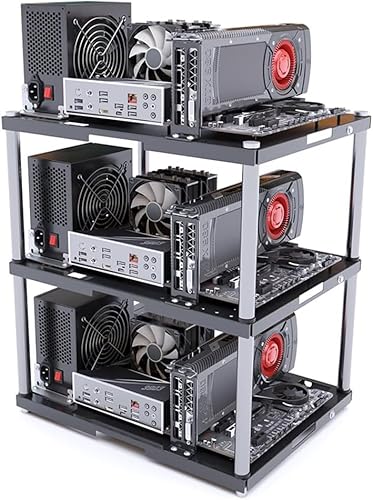 Stackable Open Air Computer Case Rack – Modular PC Frame Chassis for ATX/MATX/ITX Motherboards, Ideal for Studio, Mining Rig, DIY Builds