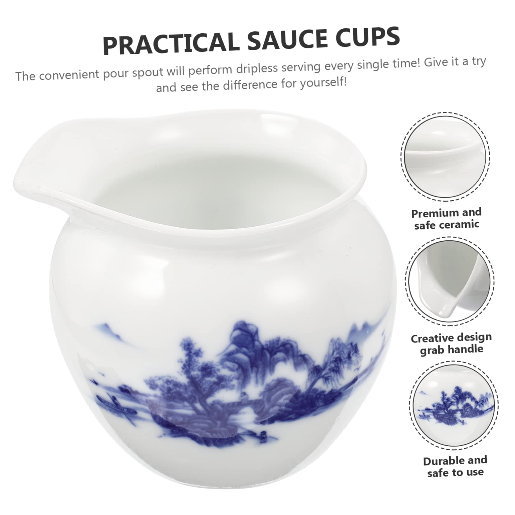 Mobestech Ceramic Sauce Dispenser Dripless Pourer for Gravy Salad Dressings Dipping Sauces Convenient Handle for Everyday Use Kitchen