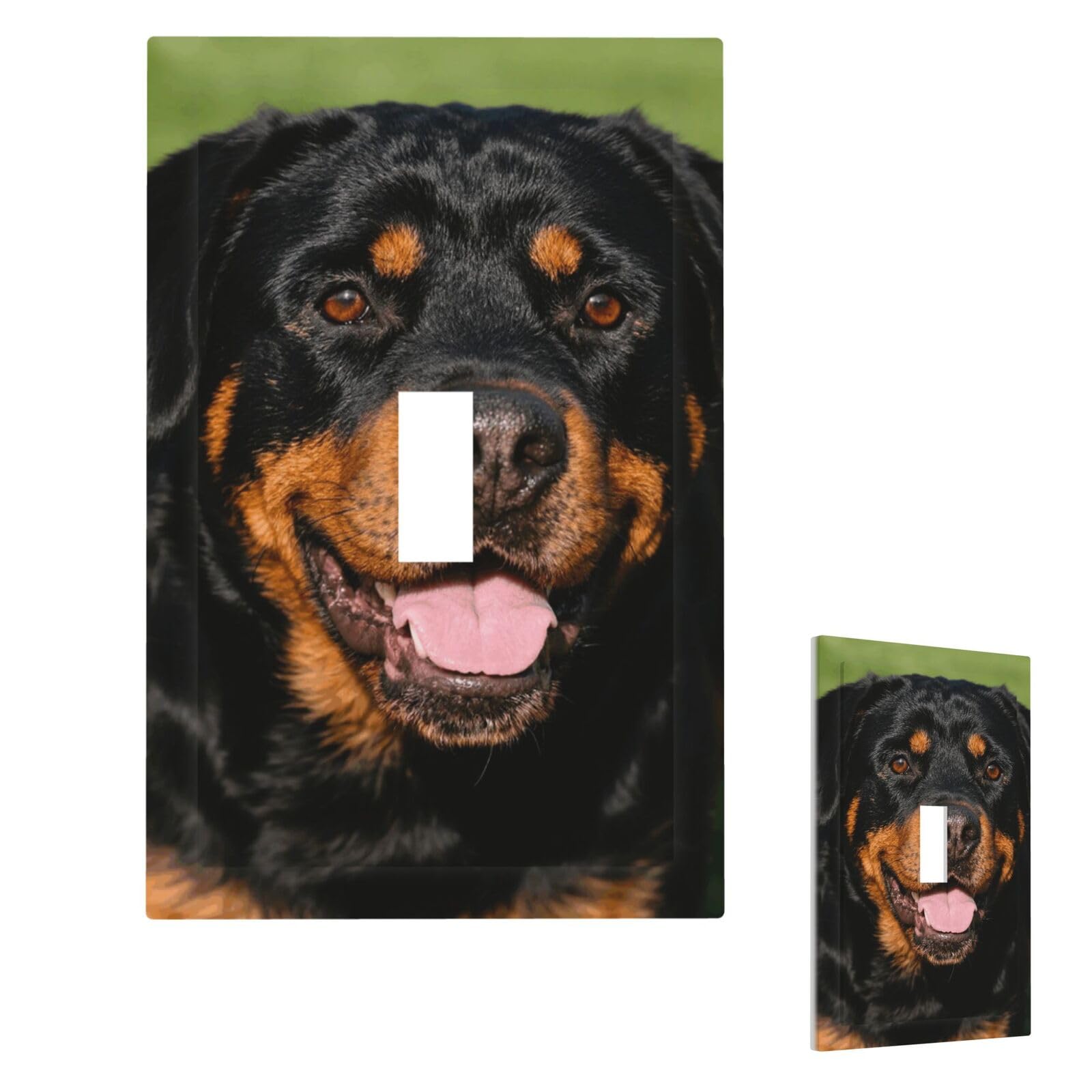 Fekiloot Single Toggle Rottweiler Wall Plate Cover Modern Decorative 1 Gang Light Switch Cover Unbreakable Receptacle Outlet Covers For Living Room Bedroom Home Decor