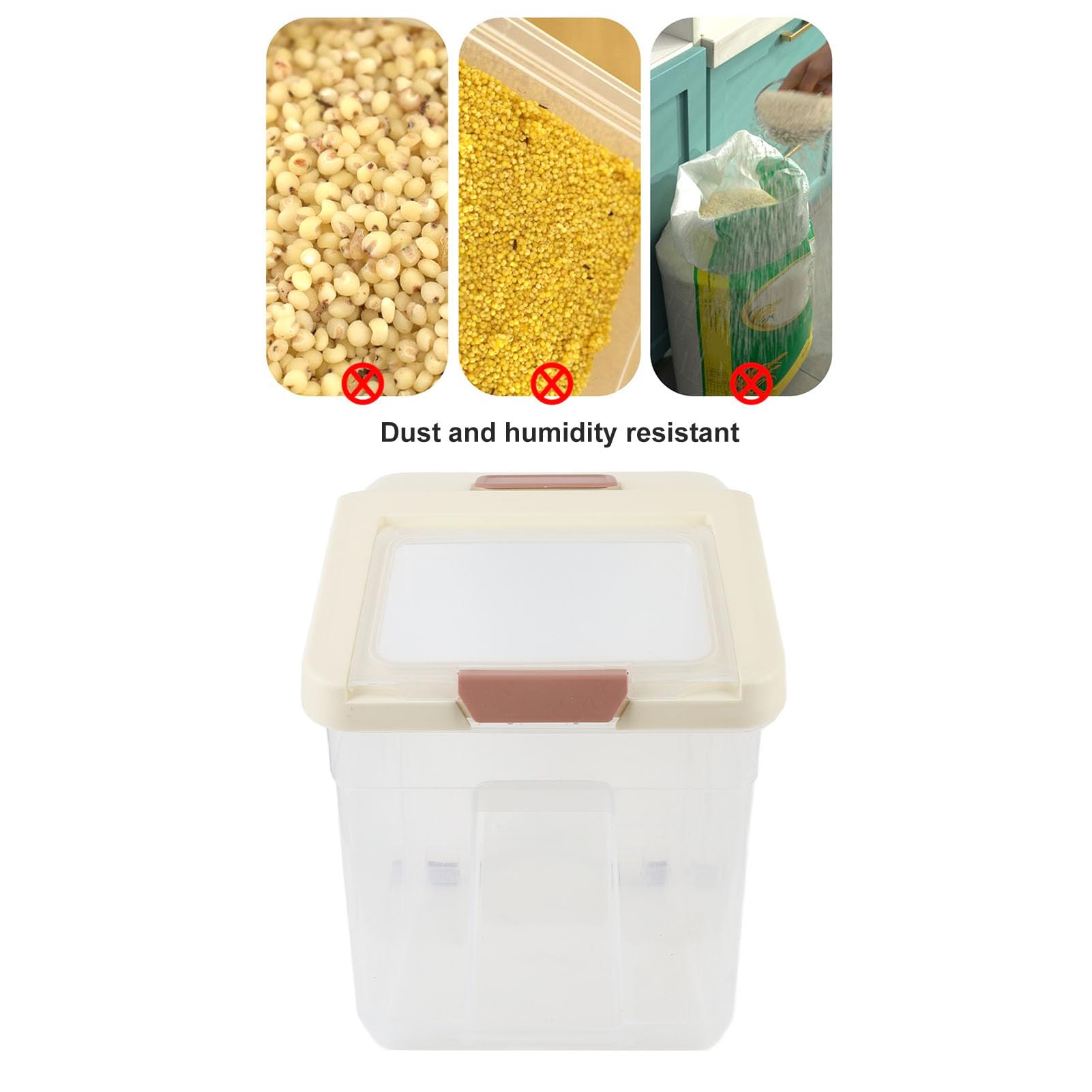 CHICIRIS Contenitore di Riso, Bidone del Contenitore di Farina Ermetica, Contenitore per la Conservazione degli Alimenti Secchi di Cereali per a Prova di umidità, Materiale PP da 20 Kg a (20KG)