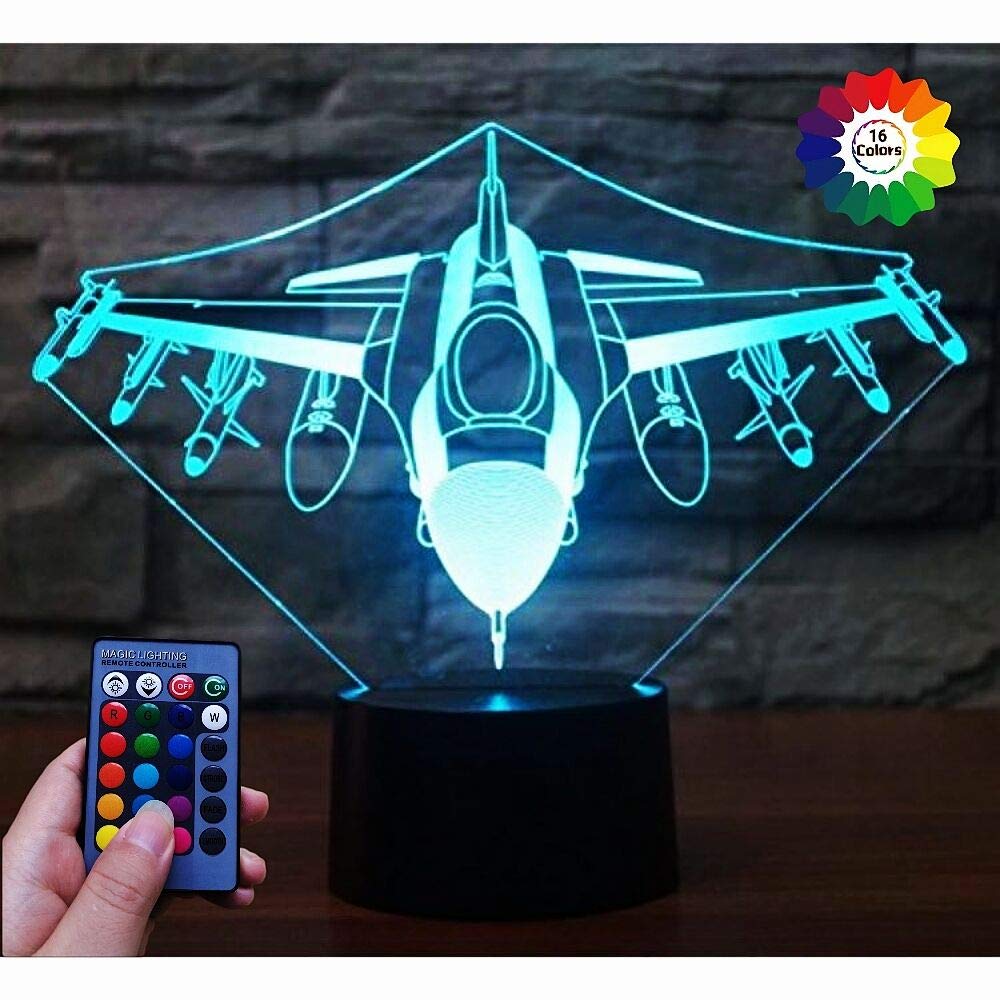 HPBN8 Ltd Illusion 3D Avion LED Lampe Art Déco Lampe Lumières LED Décoration Lampes Touch Control 7 Couleurs Change Veilleuse USB Powered Enfants Cadeau Anniversaire Noël Cadeaux