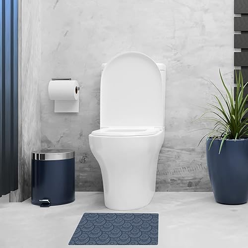 Miniatura 6 de Shape28 Tapete de cocina ultrafino para entrada, con parte trasera de goma antideslizante, tamaño 20 x 16 pulgadas, color azul oscuro, diseño 1S