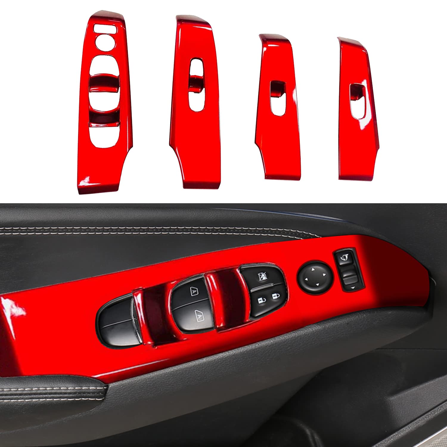 Boltry ABS Engineering Plastics Automobile Armrest Window Rise Lift Down Control Switch Door Lock Panel Cover Trim Inner Accessories for Nissan Altima