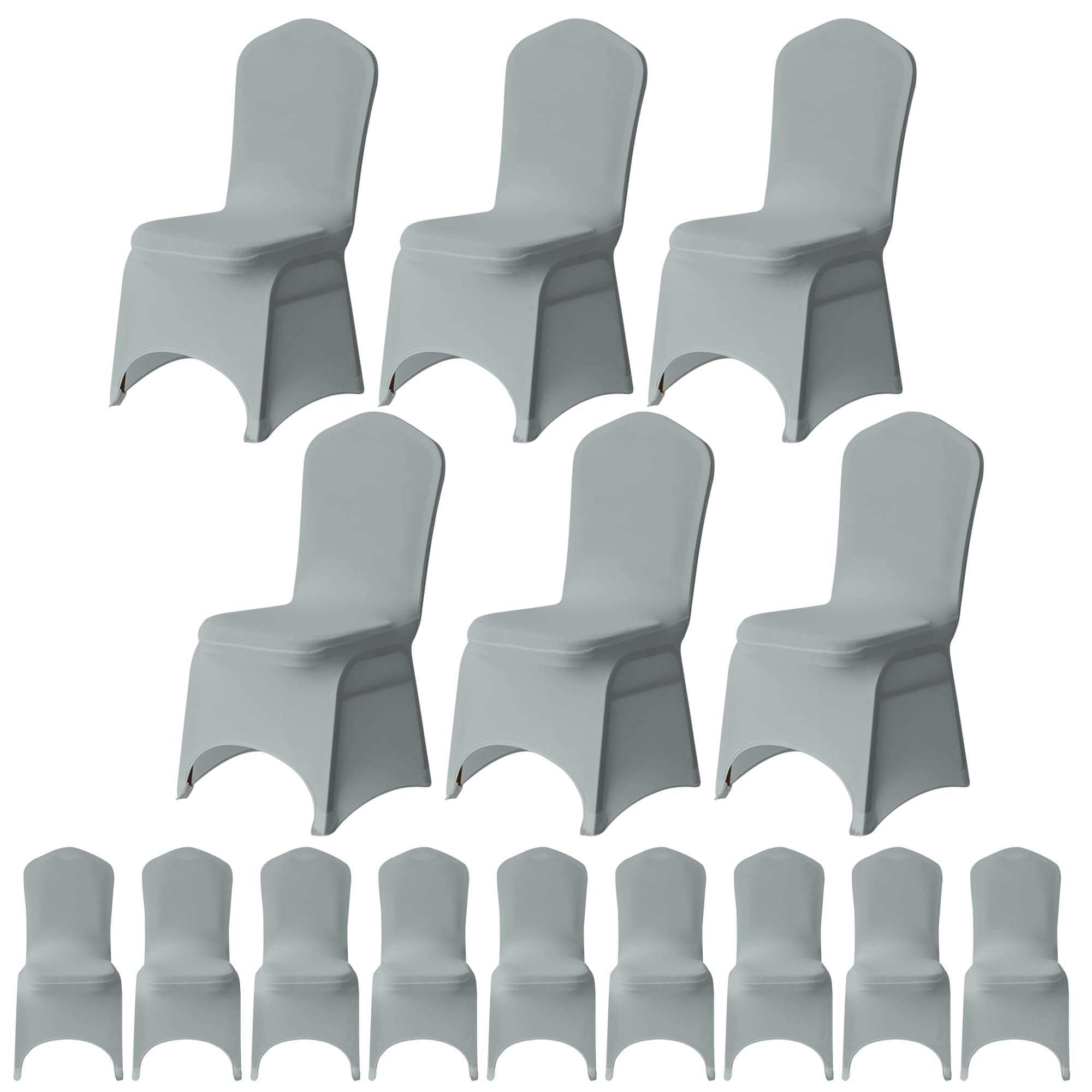 WedDecor Universal Wedding Chair Covers, 20Pcs Silver Spandex Stretch Dining Chair Slipcovers, Washable Banquet Chair Covers for Parties, Events & Celebrations — image 1