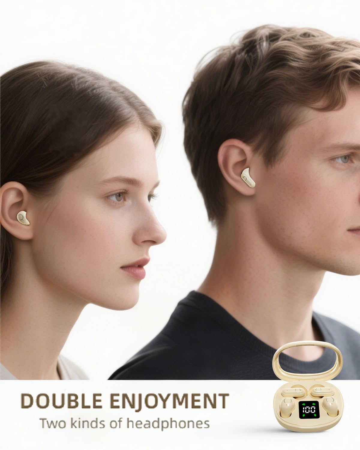 2 pares de mini auriculares invisibles pequeños inalámbricos Bluetooth para dormir, auriculares ocultos para dormir, microauriculares más pequeños y discretos de perfil bajo, auriculares para canal