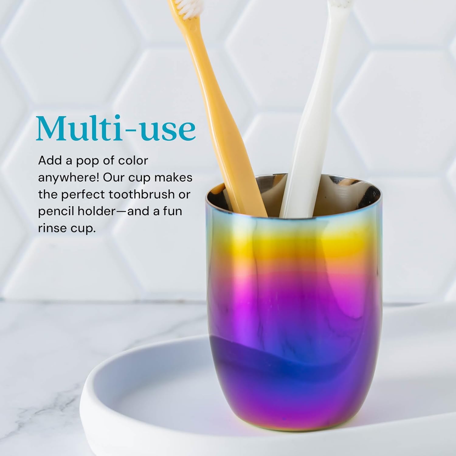 Ahimsa Stainless Steel Kids Cup, Pediatrician Designed, Colorful Toddler Cups for Open Cup Training, 8oz, 100% BPA Free & Dishwasher Safe, Single Rainbow (Rainbow / 1 Cup, 8 oz) - Image 6