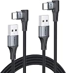 SUNGUY Angle droit USB C à USB Un câble [6FT 2Pack] pour les affaires épaisses, 90 Degré de charge rapide USB-A à USB-C Cord de données pour support de téléphone, Android Auto CarPlay, pour iPhone 17/16/15, iPad, MacBook