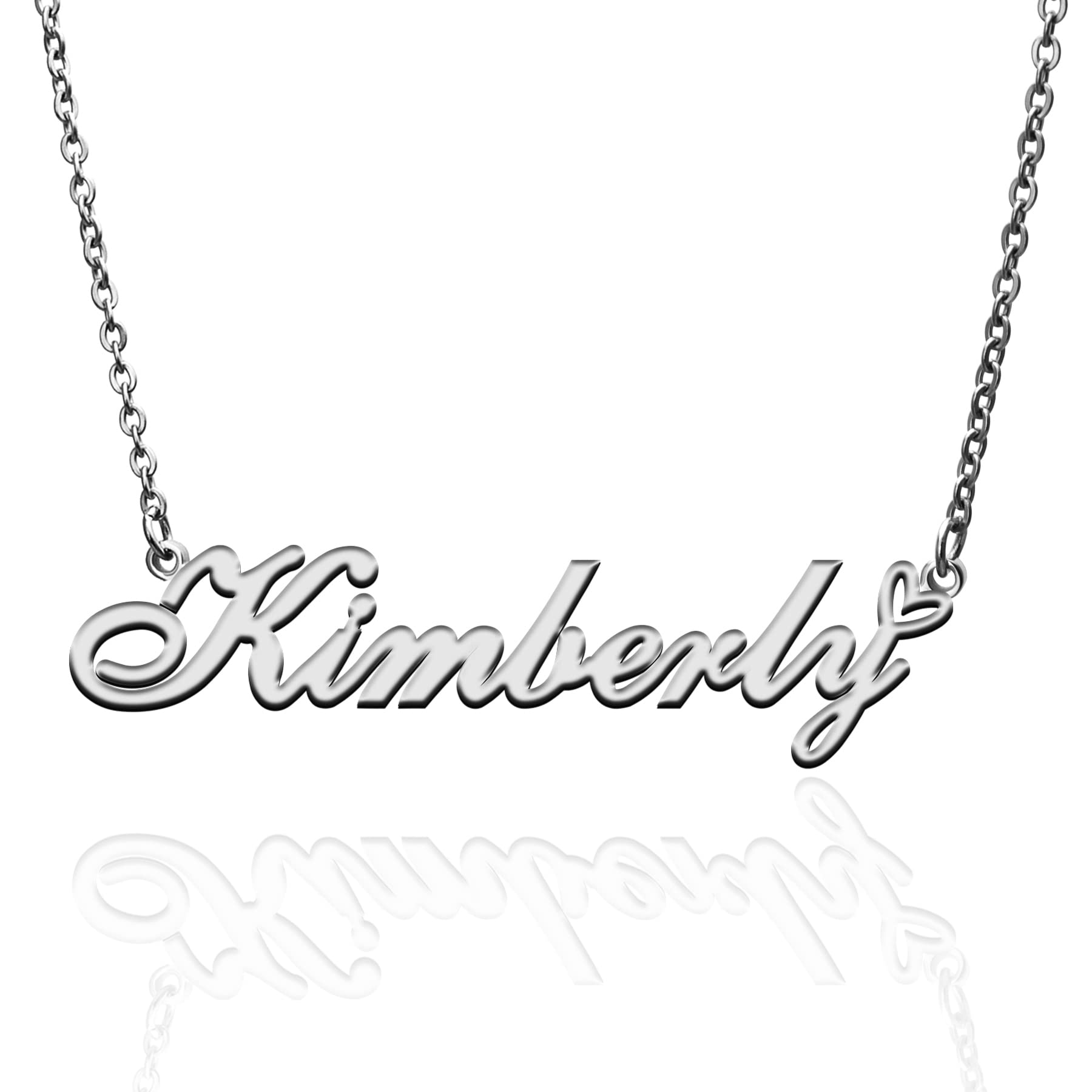 RONKAHCustom Name Necklace Customized Personalized Pendant Name Necklace with Heart Plated Name Necklace for Women Personal Fashion Necklace Best Gift for Girl Mother Daughter Friendship Christmas Birthday