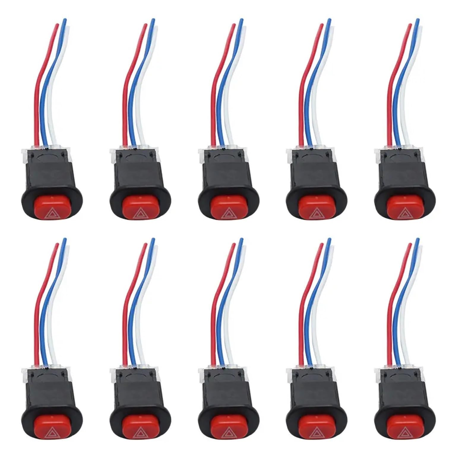Interrupteur de guidon de moto Lot De 10 Interrupteurs D'avertissement Universels Pour Moto 12 V-24 V 5 A Double Flash Et Feux De Détresse Pour Pièces De Rechange, Bouton De Fin D'allumage