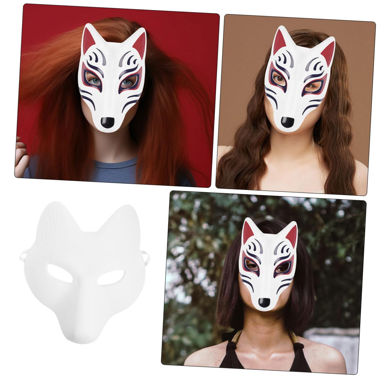 UPKOCH 4 Pezzi Fai Da Te Maschera Di Volpe Maschere Di Animali Verniciabili Per Bambini Decorazioni Artigianali Per Feste in Maschera Di Volpe Divertente Per