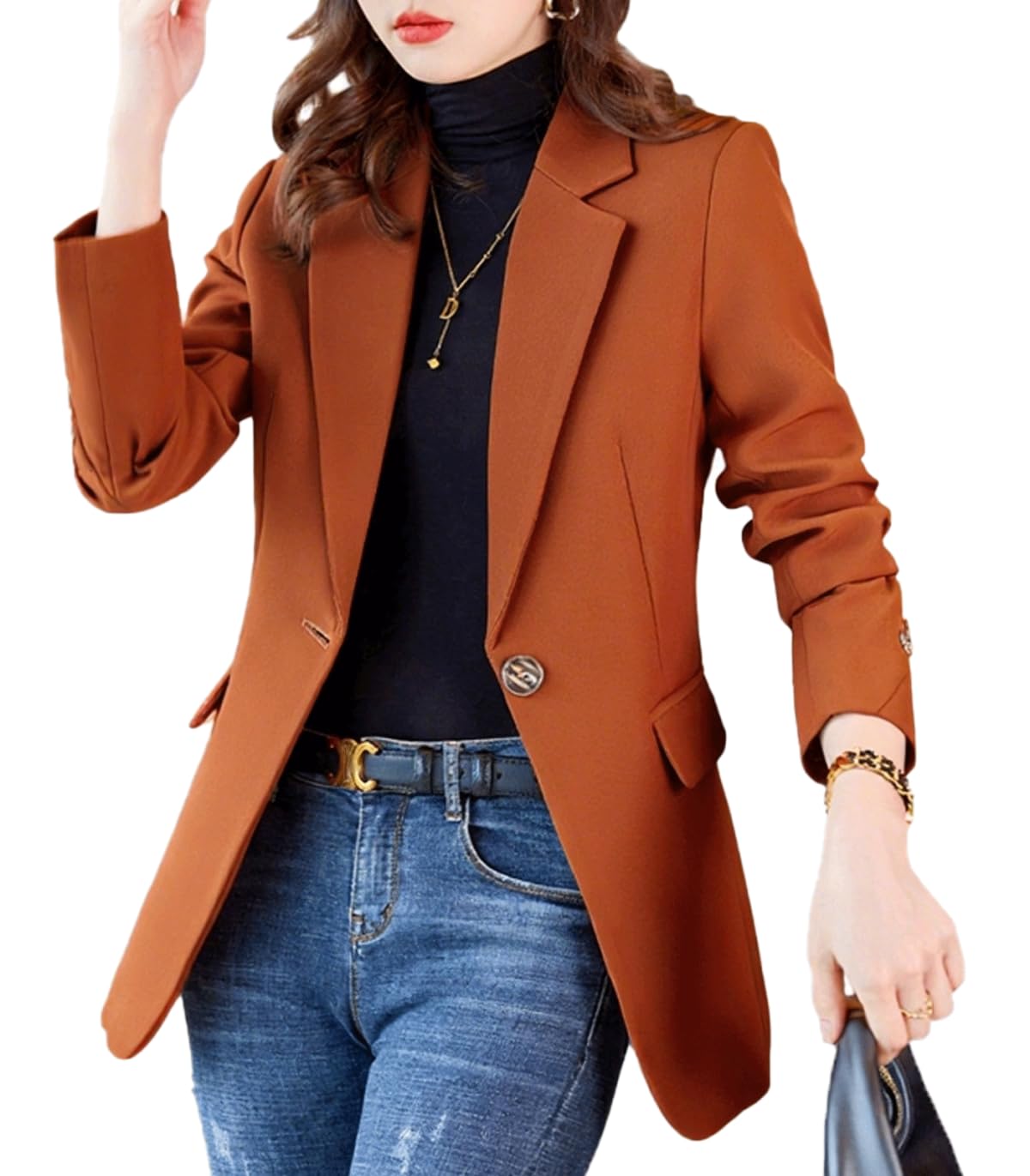 INVACHI Womens Blazer Long Sleeve Slim Fit Office Suit Jacket Solid Notch Lapel Blazer for Women