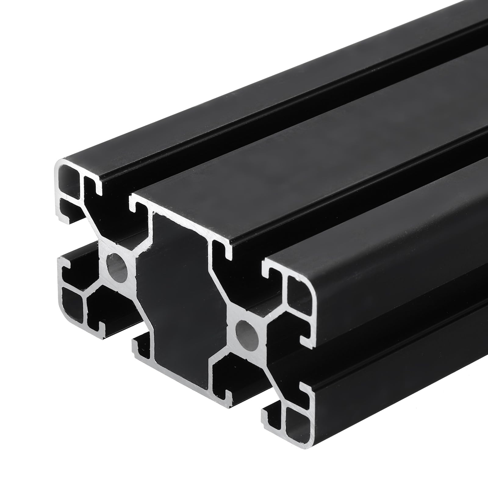 sourcing map 2 piezas de extrusión de aluminio 4080 con ranura en T, perfil de riel lineal anodizado estándar europeo de 500 mm para piezas de impresora 3D, proyectos de bricolaje CNC, color negro