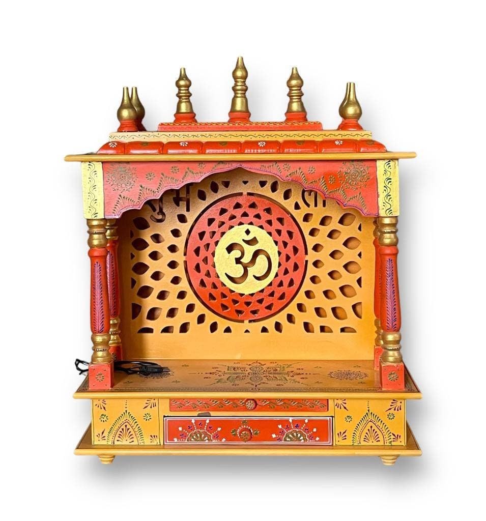 Amazon.co.jp: 木製テンプル 家庭用 ヒンドゥー教 ハンギング プージャ  