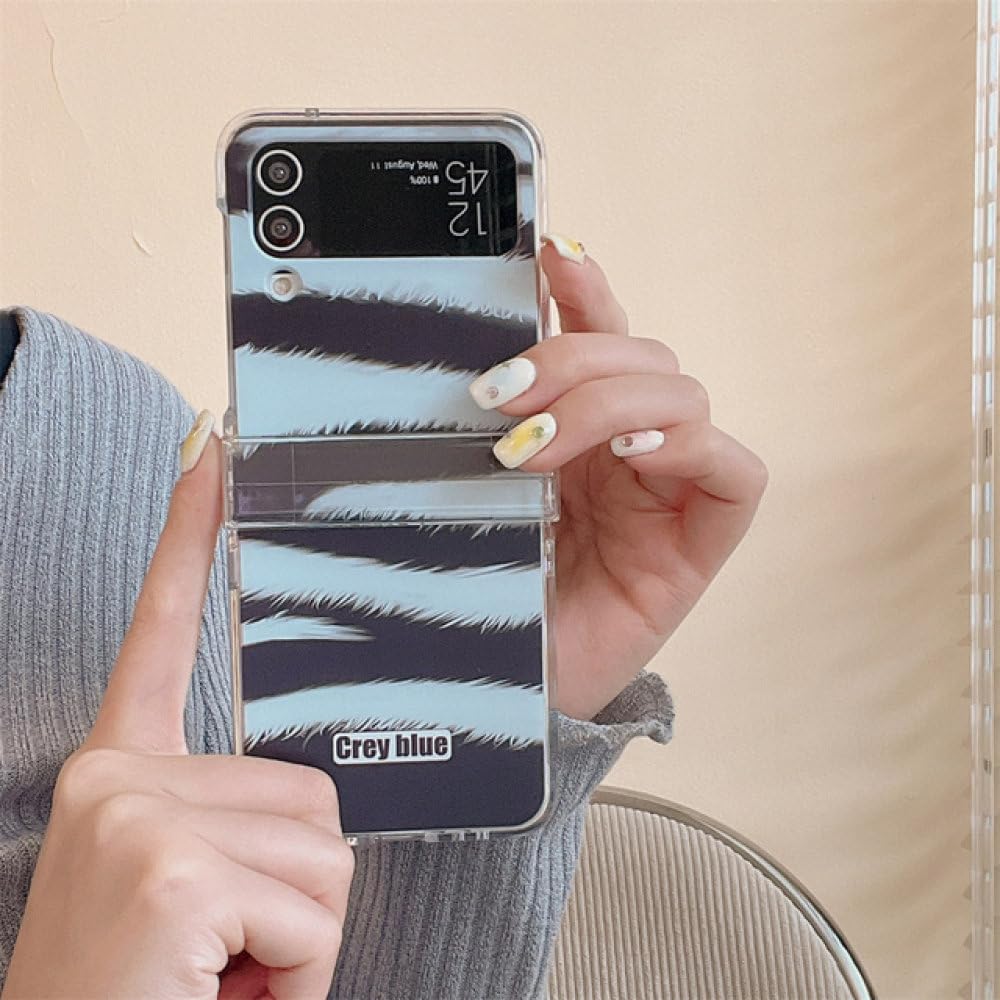 Funda de Lujo con Rayas de Cebra para Samsung Z Flip 4 Z Flip3 para Samsung W23 FILP Funda rígida Ultrafina para Galaxy Z Flip 3 Z Flip4, BanMaWen, para Samsung Z Flip 4