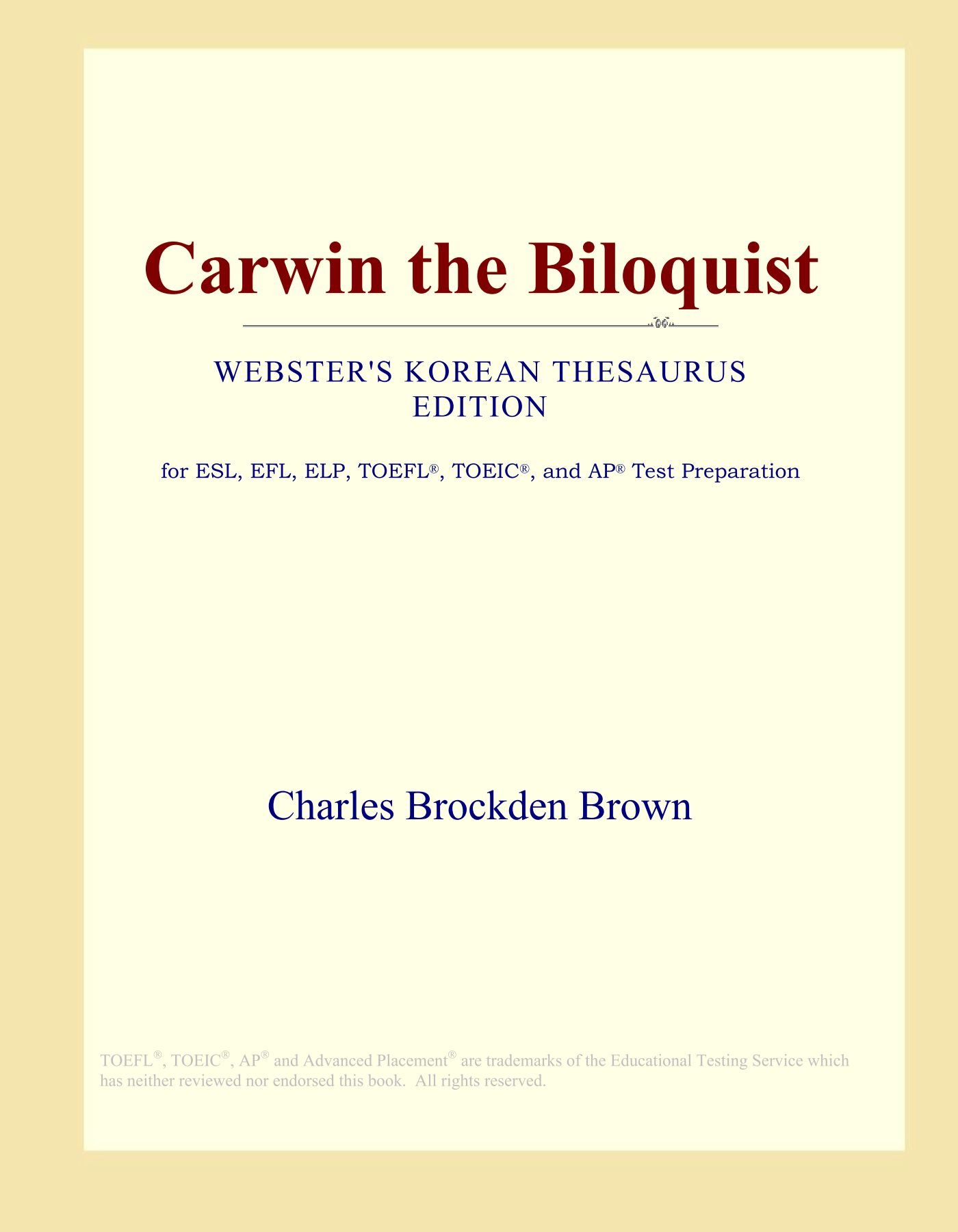 Carwin the Biloquist (Webster's Korean Thesaurus Edition)