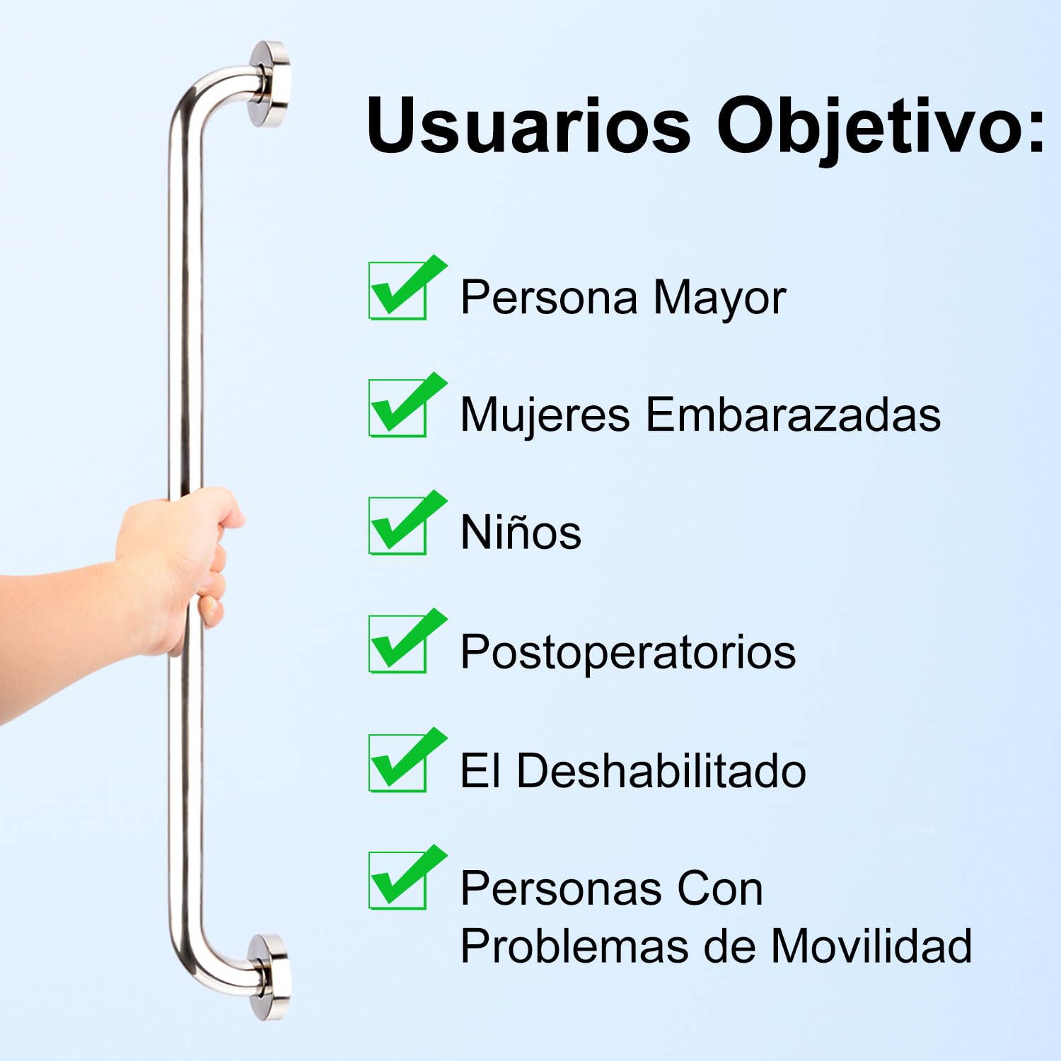 YF Barra de Seguridad para Baño, Acero Inoxidable (paquete de 2) Manija de Ducha, Pasamanos de Seguridad para Bañera, Ducha, Inodoro, 80 cm