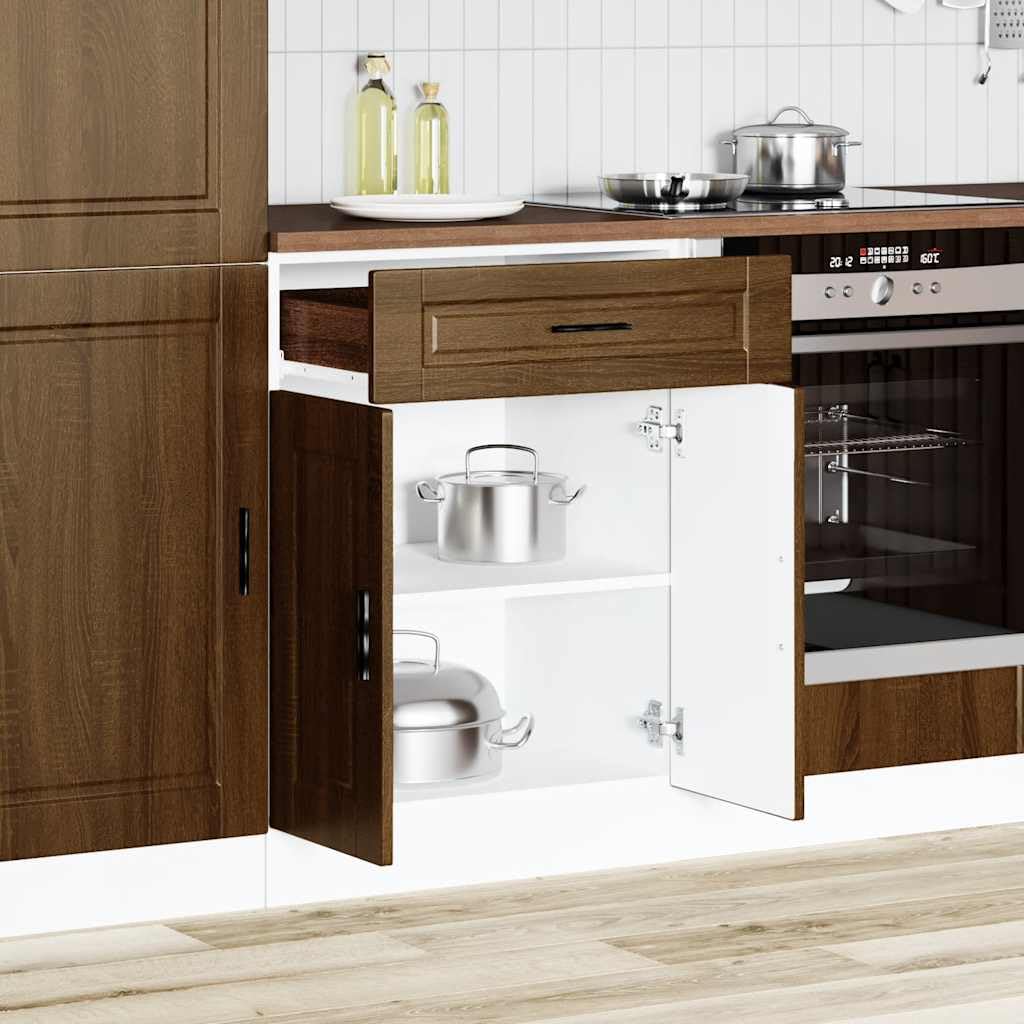 vidaXL Armoire de Cuisine Porto chêne Marron Bois d'ingénierie, Meuble d'évier, Meuble de Cuisine avec tiroir, Meuble de Cuisine à tiroir